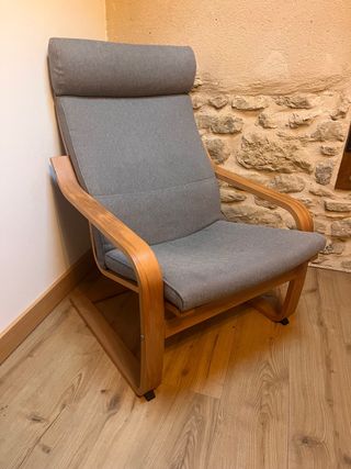 Butaca Poäng Ikea Madera y Tela Gris