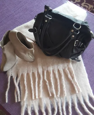 Conjunto Bolso,Botines y bufanda Marrón/Beig