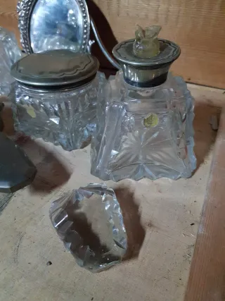 Conjunto tocador señoras cristal y plata