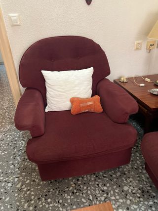 Sofá y sillón de tela