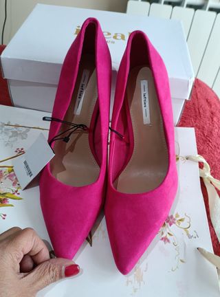 Zapatos tacón fucsia elegantes Talla 38