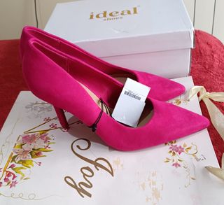 Zapatos tacón fucsia elegantes Talla 38