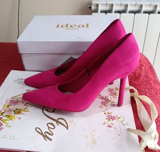 Zapatos tacón fucsia elegantes Talla 38
