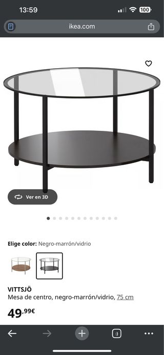 Mesa Centro Cristal y Metal