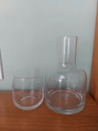 Jarra y Vaso Cristal Mesa Noche