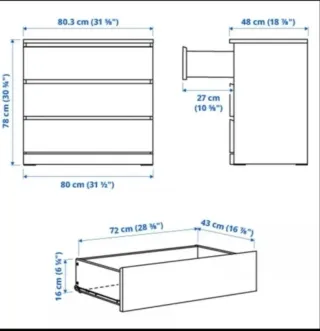 Cómoda 3 Cajones Malm Ikea Madera Marrón