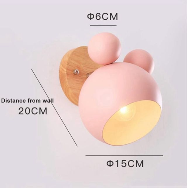 Lampada per Bambini in Legno Mickey Rosa