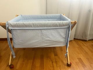 Mini Cuna con Funda Rayas Azules