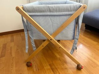 Mini Cuna con Funda Rayas Azules