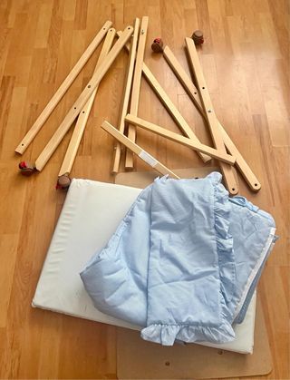 Mini Cuna con Funda Rayas Azules