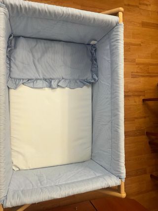 Mini Cuna con Funda Rayas Azules