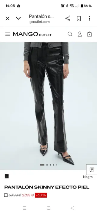 Pantalón polipiel Mango Negro