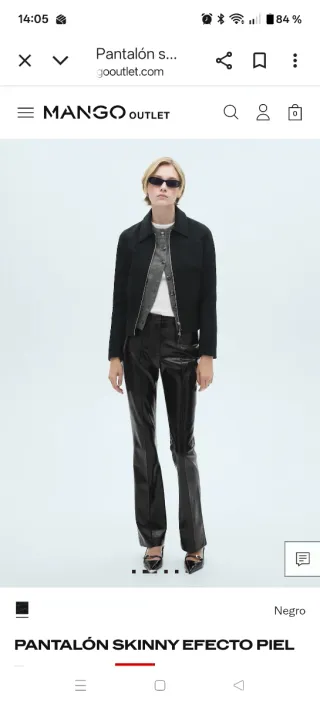 Pantalón polipiel Mango Negro