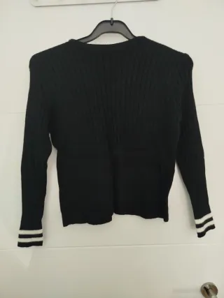 Jersey fino negro rayas blancas