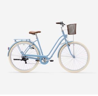 Bicicleta Paseo Azul Cesta Marrón