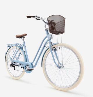 Bicicleta Paseo Azul Cesta Marrón