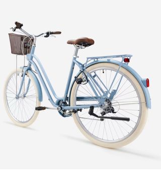 Bicicleta Paseo Azul Cesta Marrón