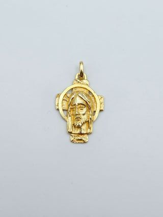 Colgante de Oro 18K, Cruz y Rostro Jesús, 9gr, 4cm