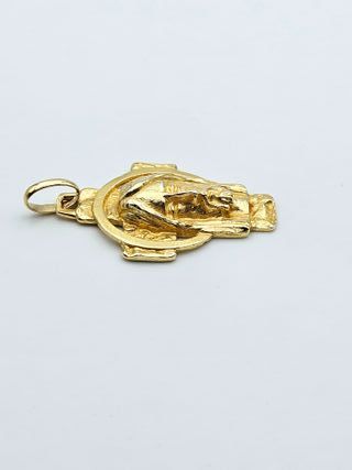 Colgante de Oro 18K, Cruz y Rostro Jesús, 9gr, 4cm