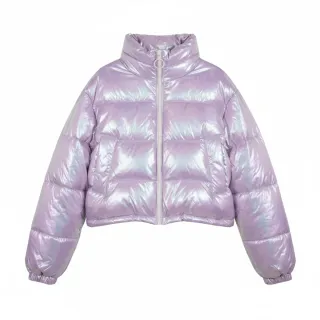 Chaqueta acolchada iridiscente morada