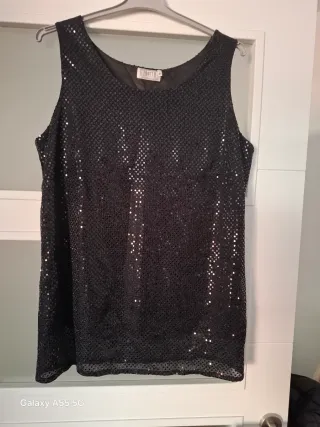 Top fiesta lentejuelas negro