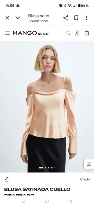 Blusa satinada Mango color champán