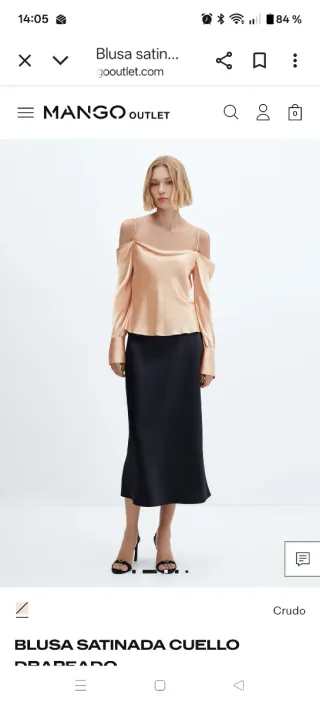 Blusa satinada Mango color champán