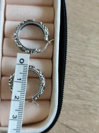 Pendientes Aro Plata Diseño Floral