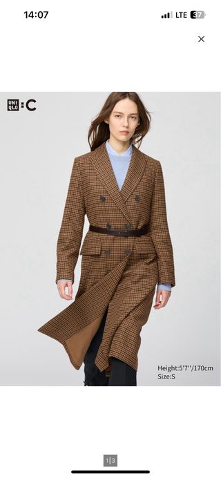 Abrigo largo cuadros UNIQLO mujer