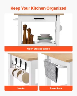 Carrello cucina con ruote e anta