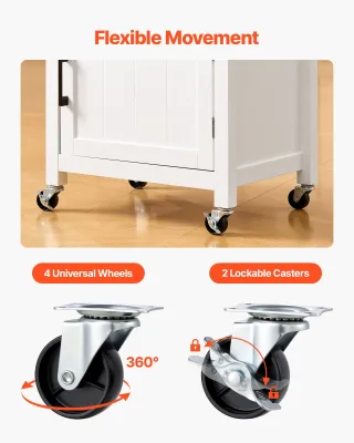 Carrello cucina con ruote e anta