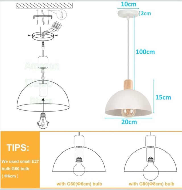 Lampada a sospensione LED moderna in legno e metallo 20CM
