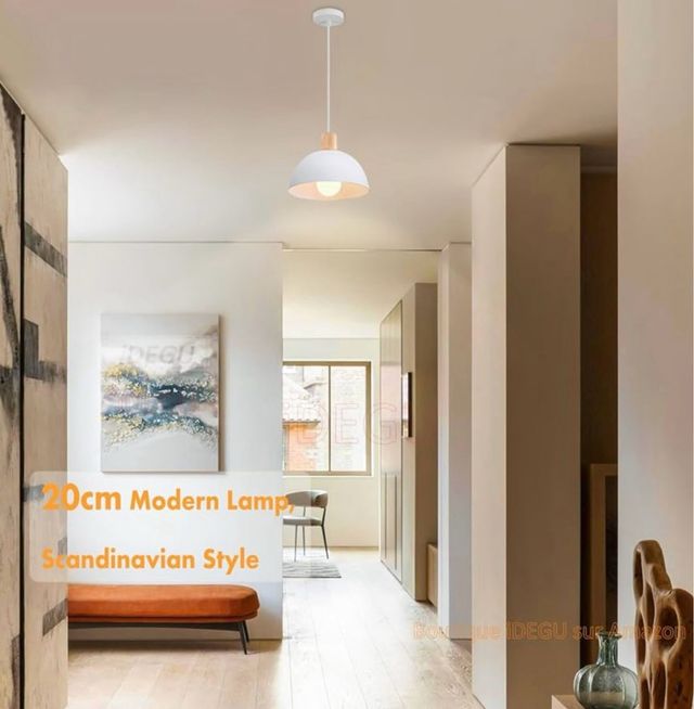 Lampada a sospensione LED moderna in legno e metallo 20CM