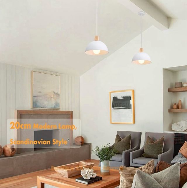 Lampada a sospensione LED moderna in legno e metallo 20CM