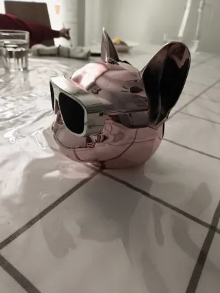 Altavoz Bulldog Francés Rosa y Plata