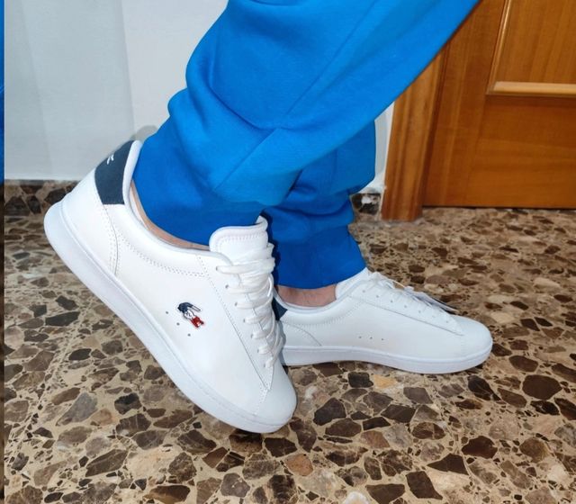 Zapatillas Lacoste Hombre Blancas y Azul