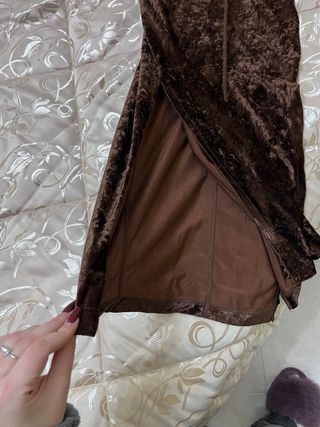 Vestito lungo sirena in velluto marrone