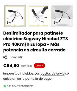 Deslimitador patinete Segway Ninebot ZT3