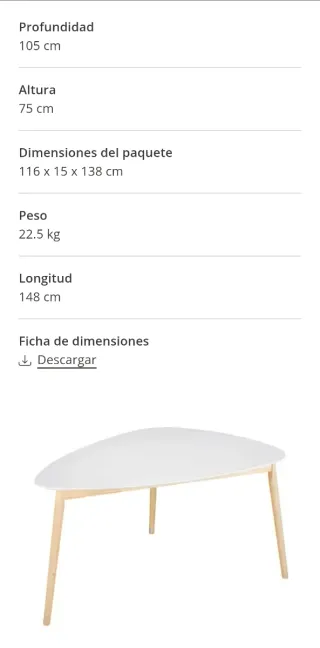 Mesa escandinava blanca y madera