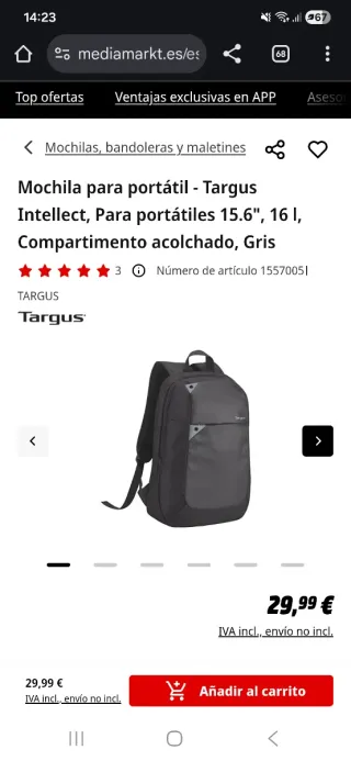 Mochila Targus Negra Portátil