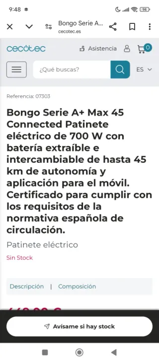 Patinete Eléctrico Cecotec Bongo