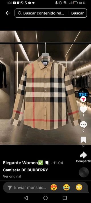 Camisa Burberry Beige Multicolor