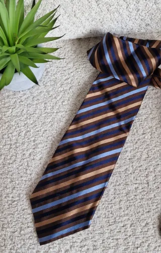 Corbata Carolina Herrera Rayas Azul Marrón