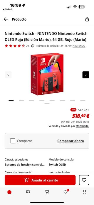 Nintendo Switch OLED MarioRed