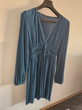 Vestido Zara Azul Plisado