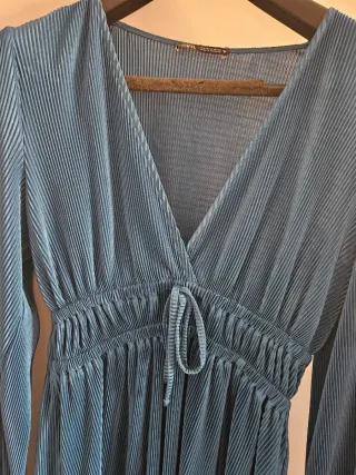 Vestido Zara Azul Plisado
