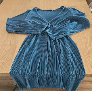 Vestido Zara Azul Plisado