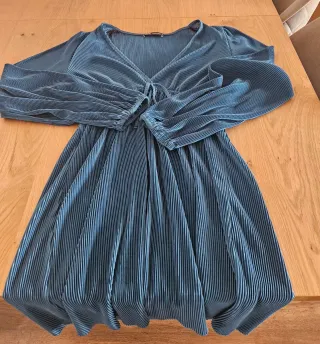 Vestido Zara Azul Plisado