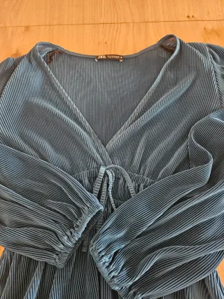 Vestido Zara Azul Plisado
