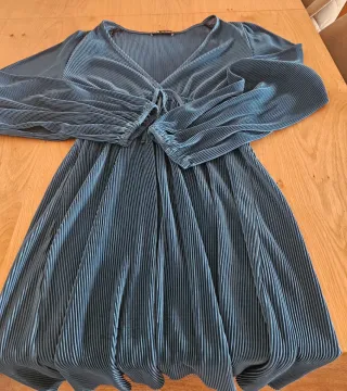 Vestido Zara Azul Plisado